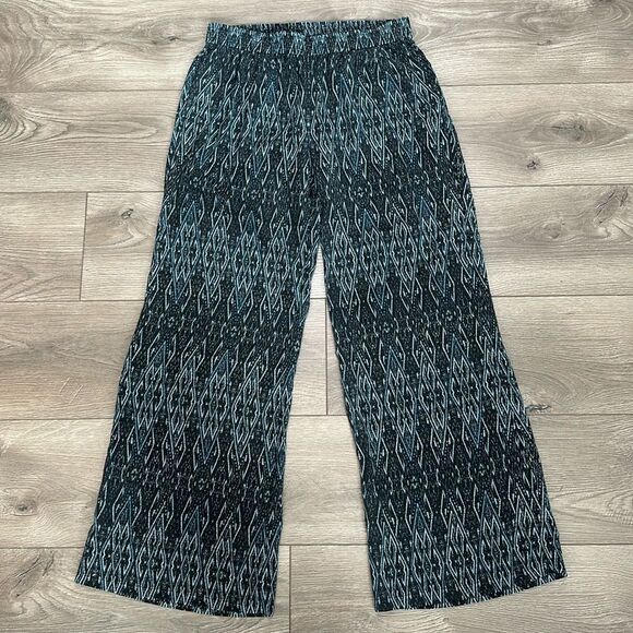 Joie Pallazo Silk Mid Rise Wide Leg Blue And Black Print Pants Size Small - Picture 1 of 11